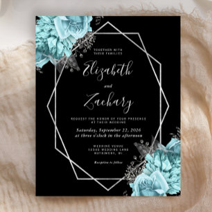 Budget Silberrahmen Aqua Floral Schwarze Hochzeit