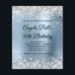 Budget Silver Bale Blue 40. Geburtstag Einladung<br><div class="desc">Eine preisgünstige Budgetoption mit einer glamourösen extravaganten Monogramm-Einladung zum 40. Geburtstag. Imitate funkelnd silberner Glitzer gegen ein blassblaues und hellblaues Imitat metallische Folie Grafik. Das extravagante Schwarz-Weiß-Kalligraphie-mit Monogramm Design kann angepasst oder entfernt werden. Alle funkelnd und glänzenden Elemente in diesem modernen mädchenhaften Design sind digitale Grafiken. Das schöne, weiche, stumpfe,...</div>