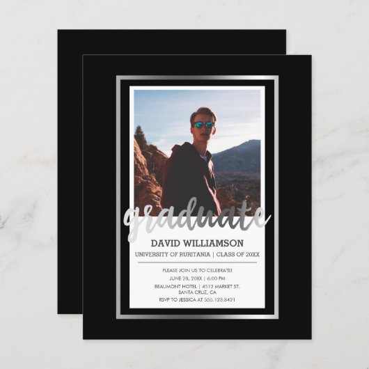 Budget Silver & Black Foto Graduation Party (Vorne/Hinten)