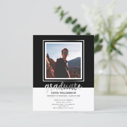 Budget Silver Black Script Foto Frame Abschluss (Stehend Vorderseite)