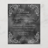Budget Silver Black Vintage Wedding Menü (Vorderseite)