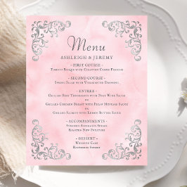 Budget Silver Blush Pink Vintage Wedding Menü
