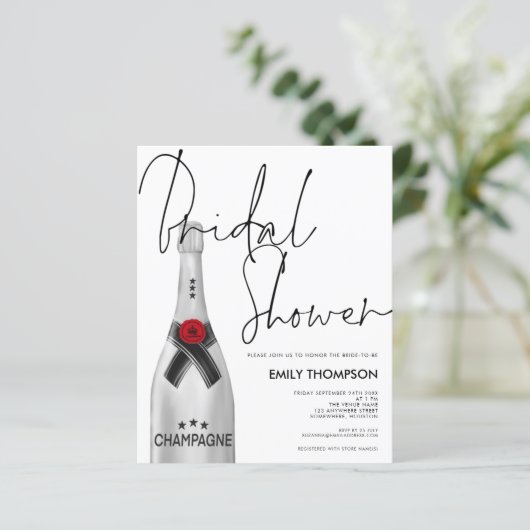 Budget Silver Champagne Script White Brautparty (Stehend Vorderseite)