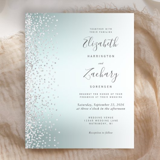Budget Silver Confetti Aqua Ombre Wedite