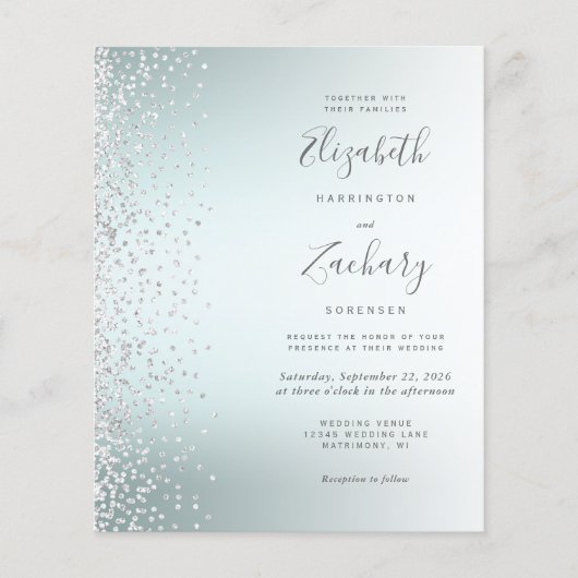 Budget Silver Confetti Aqua Ombre Wedite (Vorderseite)