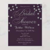 Budget Silver Confetti Bridal Dusche Einladung (Vorderseite)