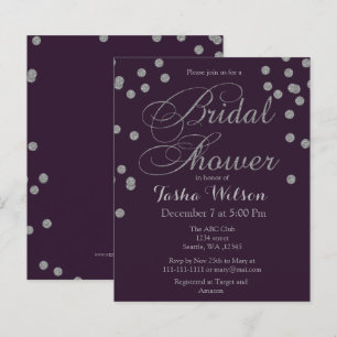Budget Silver Confetti Bridal Dusche Einladung