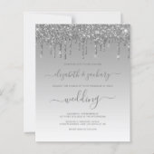Budget Silver Driving Glitzer Hochzeitseinladung (Vorderseite)