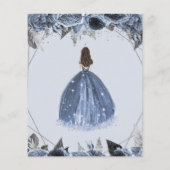 Budget Silver Dusty Blue Dress Sweet 16 Einladung (Rückseite)