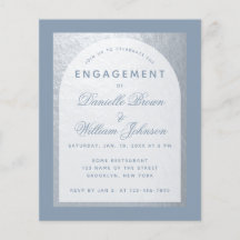 Budget Silver Dusty Blue Verlobung Einladung