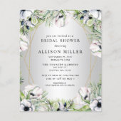 Budget Silver Floral Bridal Dusche Einladung (Vorderseite)