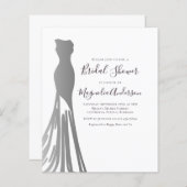 Budget Silver Foiil Dress Bridal Dusche Einladung (Vorne/Hinten)