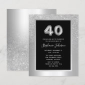 Budget Silver Foil 40. Geburtstag Party Einladung (Vorne/Hinten)