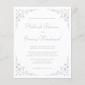 Budget Silver Foliage Wedding Einladung (Vorderseite)