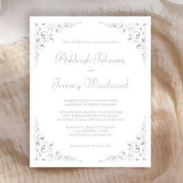 Budget Silver Foliage Wedding Einladung