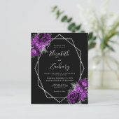Budget Silver Frame Lila florale Black Wedding (Stehend Vorderseite)