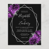 Budget Silver Frame Lila florale Black Wedding (Vorderseite)