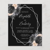 Budget Silver Frame Peach Black Floral Wedding (Vorderseite)