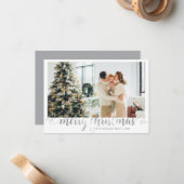 BUDGET Silver Frohe Weihnachts-Herz-Script-Foto Mitteilungskarte (Vorderseite/Rückseite Beispiel)