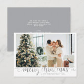 BUDGET Silver Frohe Weihnachts-Herz-Script-Foto Mitteilungskarte (Vorne/Hinten)