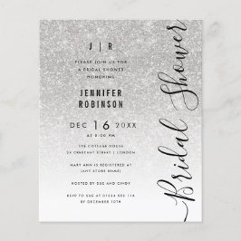 Budget Silver Glam Glitzer Brautparty Flyer