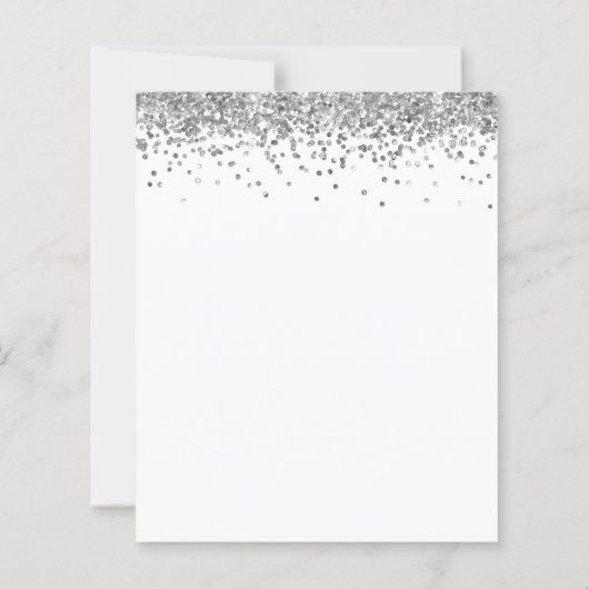 Budget Silver Glitzer Abend Hochzeit Einladung (Rückseite)