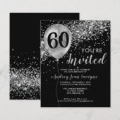Budget Silver Glitzer Balloon Black 60. Geburtstag (Vorne/Hinten)