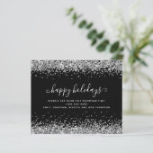 Budget Silver Glitzer Black Happy Holidays Card (Stehend Vorderseite)