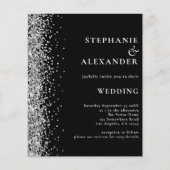 Budget Silver Glitzer Black QR Code Einladung (Vorderseite)