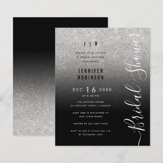 Budget Silver Glitzer Brautparty Black (Vorne/Hinten)