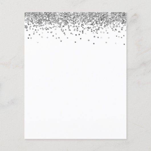 Budget Silver Glitzer Bridal Dusche Einladung (Rückseite)