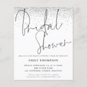 Budget Silver Glitzer Bridal Dusche Einladung (Vorderseite)