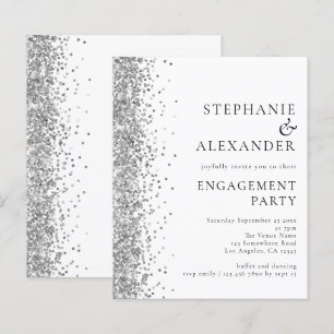 Budget Silver Glitzer Engagement Party einladen