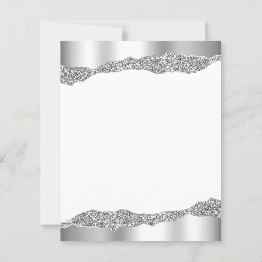 Budget Silver Glitzer Foil 25-jähriger Einladung (Rückseite)