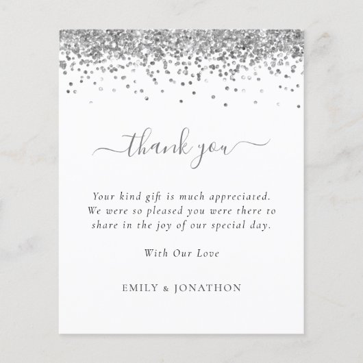 Budget Silver Glitzer Foto Hochzeit Vielen Dank (Vorderseite)