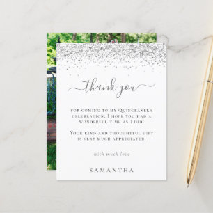 Budget Silver Glitzer Foto Quinceanera Vielen Dank