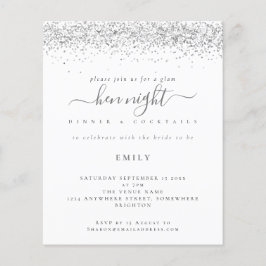 Budget Silver Glitzer Hen Night Einladung