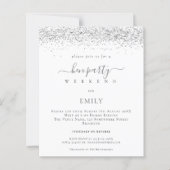 Budget Silver Glitzer Hen Weekend Einladung (Vorderseite)