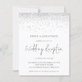 Budget Silver Glitzer Hochzeitsempfang Einladung (Vorderseite)