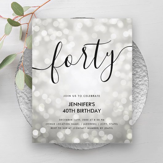 BUDGET Silver Glitzer Lights 40. Geburtstag