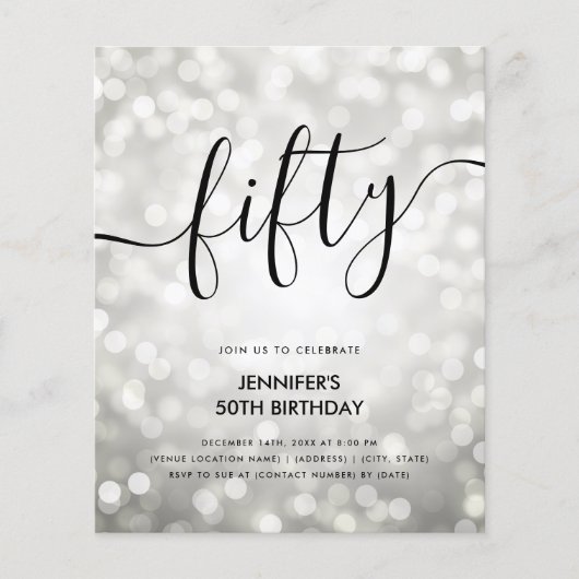 BUDGET Silver Glitzer Lights 50. Geburtstag (Vorderseite)