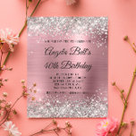 Budget Silver Glitzer Pink 40. Geburtstag Einladun<br><div class="desc">Eine preisgünstige Budgetoption mit einer glamourösen extravaganten Monogramm-Einladung zum 40. Geburtstag. Imitate funkelnd silber Glitzer gegen ein Imitat hellrosa ombre Folie Grafik. Das extravagante Schwarz-Weiß-Kalligraphie-mit Monogramm Design kann angepasst oder entfernt werden. Alle funkelnd und glänzenden Elemente in diesem modernen mädchenhaften Design sind digitale Grafiken. Das schöne, weiche, stumpfe, metallische Kunstbild...</div>