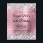 Budget Silver Glitzer Pink 40. Geburtstag Einladun<br><div class="desc">Eine preisgünstige Budgetoption mit einer glamourösen extravaganten Monogramm-Einladung zum 40. Geburtstag. Imitate funkelnd silber Glitzer gegen ein Imitat hellrosa ombre Folie Grafik. Das extravagante Schwarz-Weiß-Kalligraphie-mit Monogramm Design kann angepasst oder entfernt werden. Alle funkelnd und glänzenden Elemente in diesem modernen mädchenhaften Design sind digitale Grafiken. Das schöne, weiche, stumpfe, metallische Kunstbild...</div>