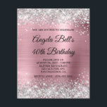 Budget Silver Glitzer Pink 40. Geburtstag Einladun<br><div class="desc">Eine preisgünstige Budgetoption mit einer glamourösen extravaganten Monogramm-Einladung zum 40. Geburtstag. Imitate funkelnd silber Glitzer gegen ein Imitat hellrosa ombre Folie Grafik. Das extravagante Schwarz-Weiß-Kalligraphie-mit Monogramm Design kann angepasst oder entfernt werden. Alle funkelnd und glänzenden Elemente in diesem modernen mädchenhaften Design sind digitale Grafiken. Das schöne, weiche, stumpfe, metallische Kunstbild...</div>