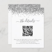 Budget Silver Glitzer QR Code Hochzeitsdetails (Vorne/Hinten)