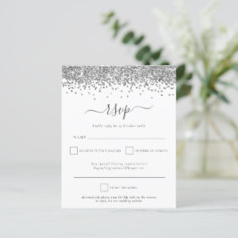 Budget Silver Glitzer QR Code Wedding RSVP