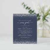 Budget Silver Glitzer Script Blue New Years Party (Stehend Vorderseite)