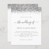 Budget Silver Glitzer Script Einladung (Vorne/Hinten)