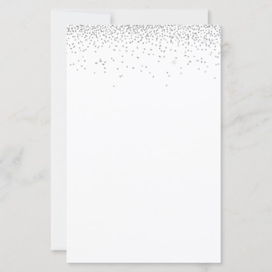 Budget Silver Glitzer Script Einladung (Rückseite)