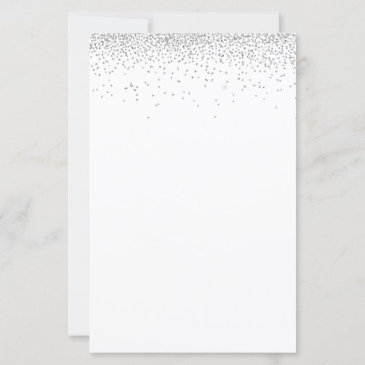 Budget Silver Glitzer Script Wedding Einladung (Rückseite)